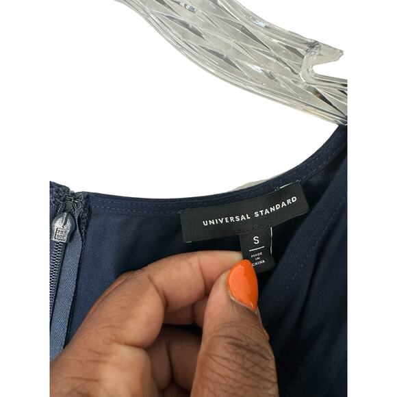 Universal Standard Navy Blue Work Office Faux Wrap Short Sleeve Dress Size 14-16 - Picture 2 of 12